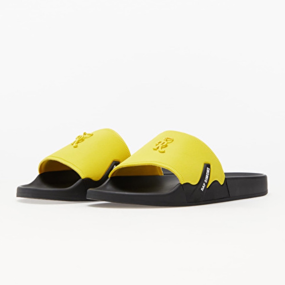 RAF SIMONS “Astra” Black Yellow Embossed-Logo Sliders